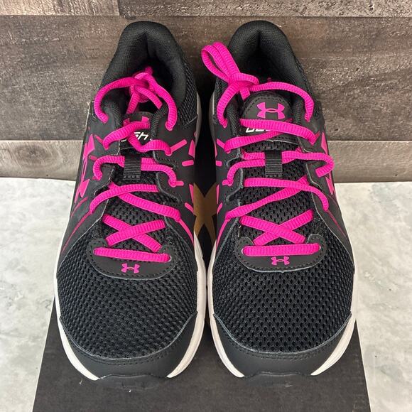 Under Armour Size 6.5 WIDE Black Pink Dash Run 2 Running Sneakers Athletic LF4 - Picture 2 of 7